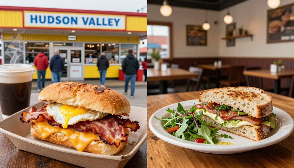 bacon egg and cheese hudson valley quick stop vs sit-down café bacon egg and cheese hudson valley quick stop vs sit-down café