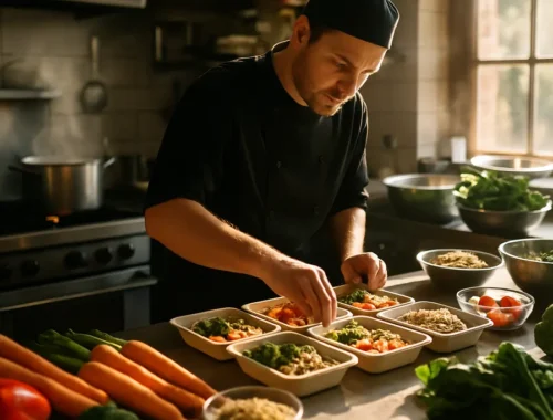 Back-to-School Meal Plans arranged in family containers on a kitchen counter