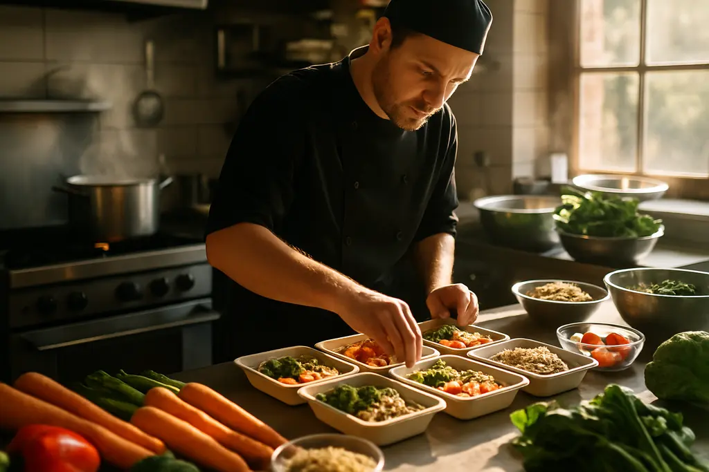 Back-to-School Meal Plans arranged in family containers on a kitchen counter