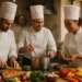 Chefs For Families meal prep with vegetables, sauces, and family-style dishes on a kitchen counter