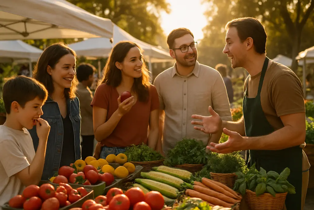 Eat Local Month table set with Washington apples, bread, and flowers
