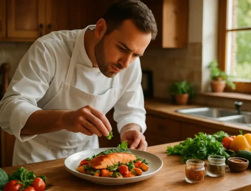 Private Chef Offerings with plated seasonal dinner at a home table