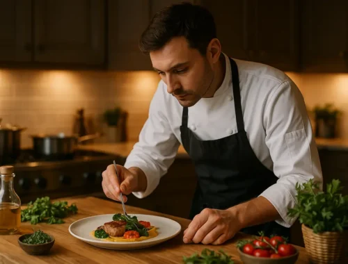 Private Chef Salaries story with a home dining table, coffee cups, and plated courses in the Hudson Valley