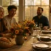 Trendy table designs in a warm Hudson Valley dining room set for dinner