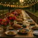 Wedding Catering Trends table with shared plates, seasonal produce, and elegant glassware