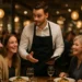 attentive service in a warm restaurant dining room with guests seated at tables