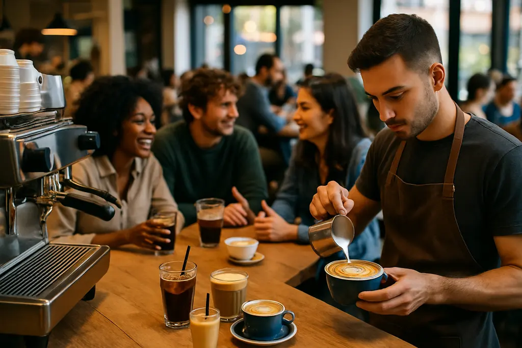 Beverage Trends 2026 coffee and low-sugar drinks on a cafe table