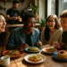 Campus dining trends shown through small brunch plates and tea on a cafe table