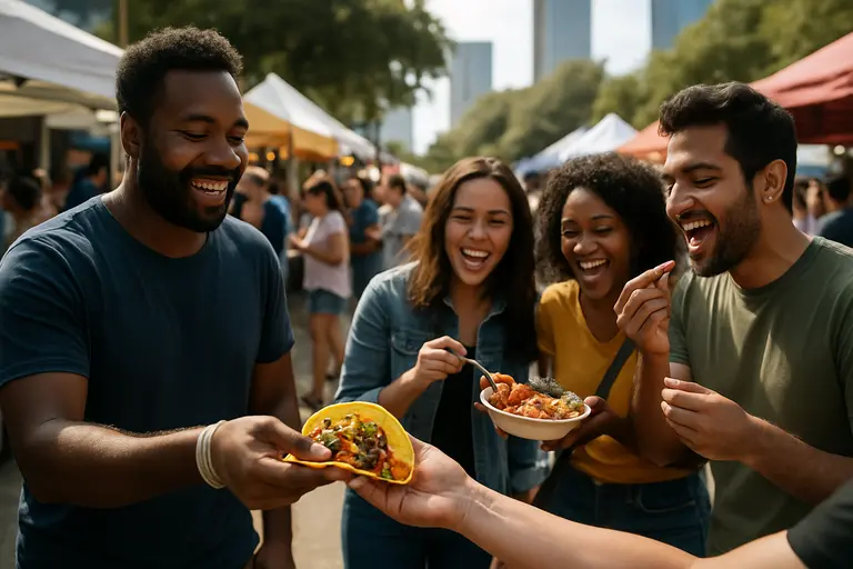 Creative fried snacks and sweet-savory bites served on casual plates