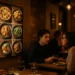 Digital Menu Boards above a cafe counter as diners review choices