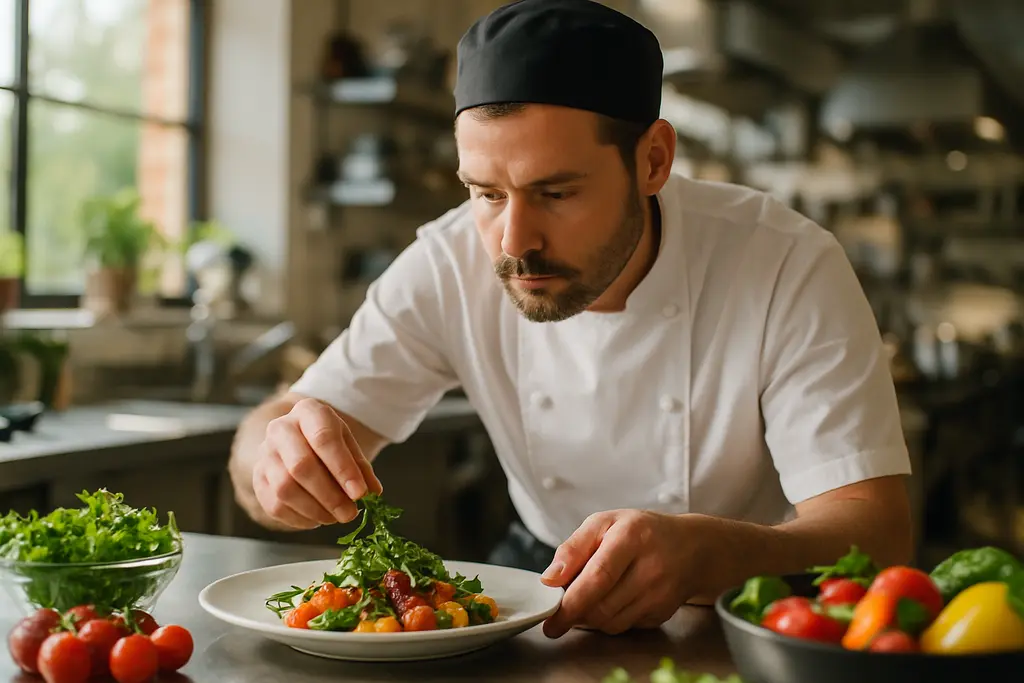 Local sourcing safety details beside a plated Hudson Valley restaurant dish