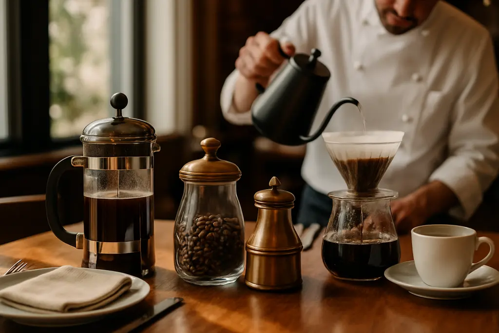 Personal Chef Houston planning notebook beside coffee cups and place settings