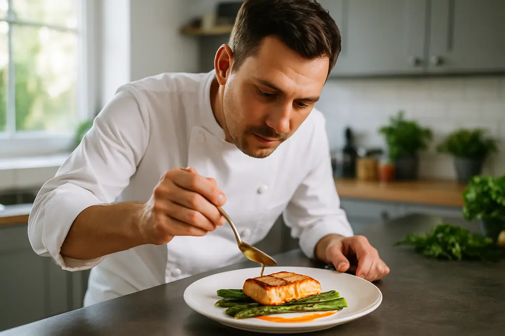 Personal Chef Services dinner with plated courses and shared dishes at a home table