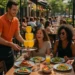 Summer Restaurant Weeks brunch table with coffee and shared plates