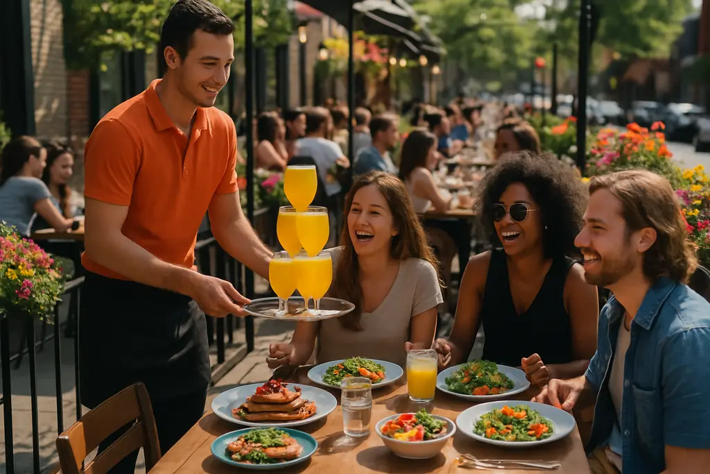 Summer Restaurant Weeks brunch table with coffee and shared plates