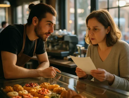 Barista preparing coffee while allergen disclosure laws shape menu questions