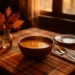comfort food tasting menus with warm fall courses and coffee on a dining table