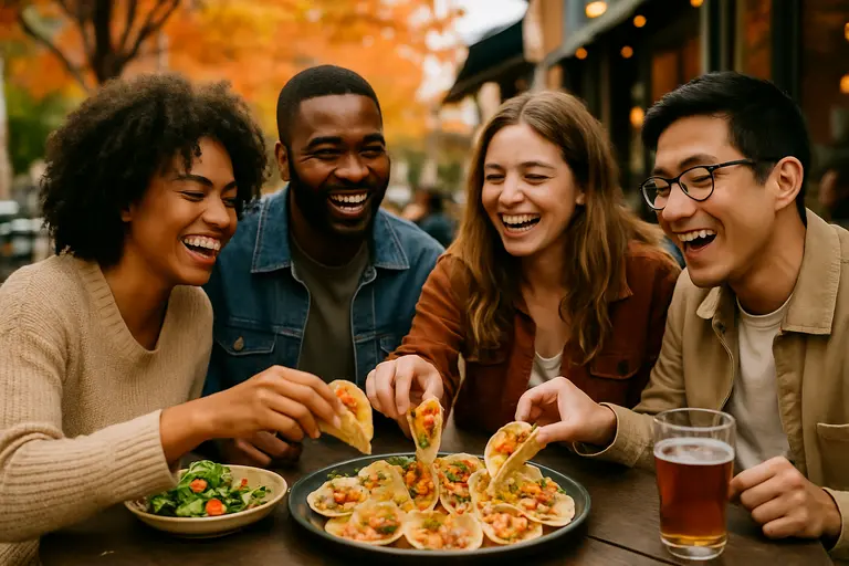 Diners reviewing a menu at a Hudson Valley restaurant table