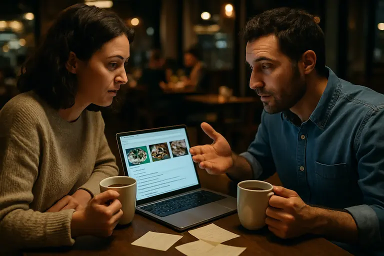 Guest reviewing a restaurant menu while making dinner plans