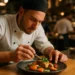 Ingredient Reporting Rules menu notes beside a plated restaurant signature dish