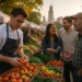 Local sourcing Chicago tasting counter with seasonal plates and farm produce