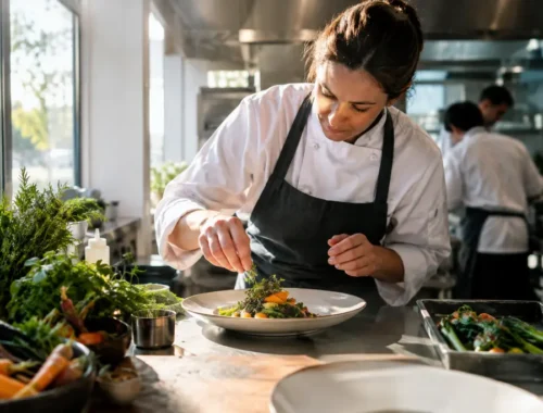 Local Sourcing Menus with squash, apples, greens, and mushrooms on a fall table
