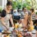 Table of egg dishes and fruit at new brunch spots using fresh local ingredients