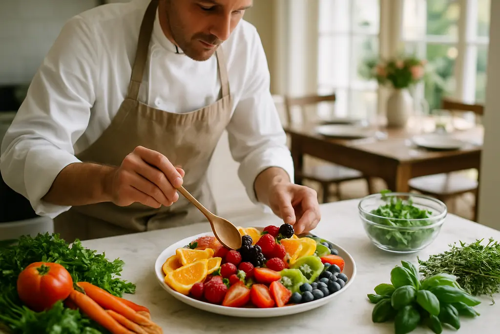 Personal chef costs planning with brunch dishes on a Hudson Valley kitchen table
