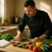 Private Chef Checklist beside coffee cups and brunch plates on a home dining table