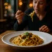 Solo dining growth shown by one diner enjoying a plated restaurant meal