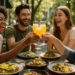 spontaneous bookings at a cozy brunch table with coffee and plates