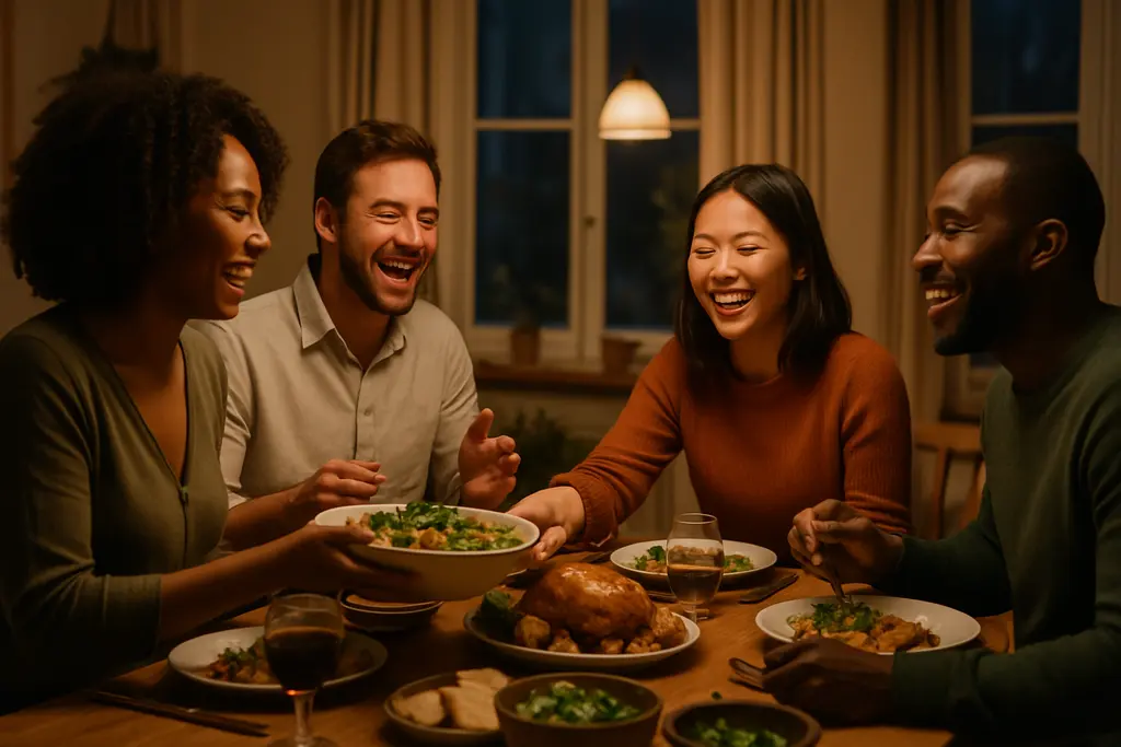welcoming atmosphere in a softly lit Hudson Valley dining room